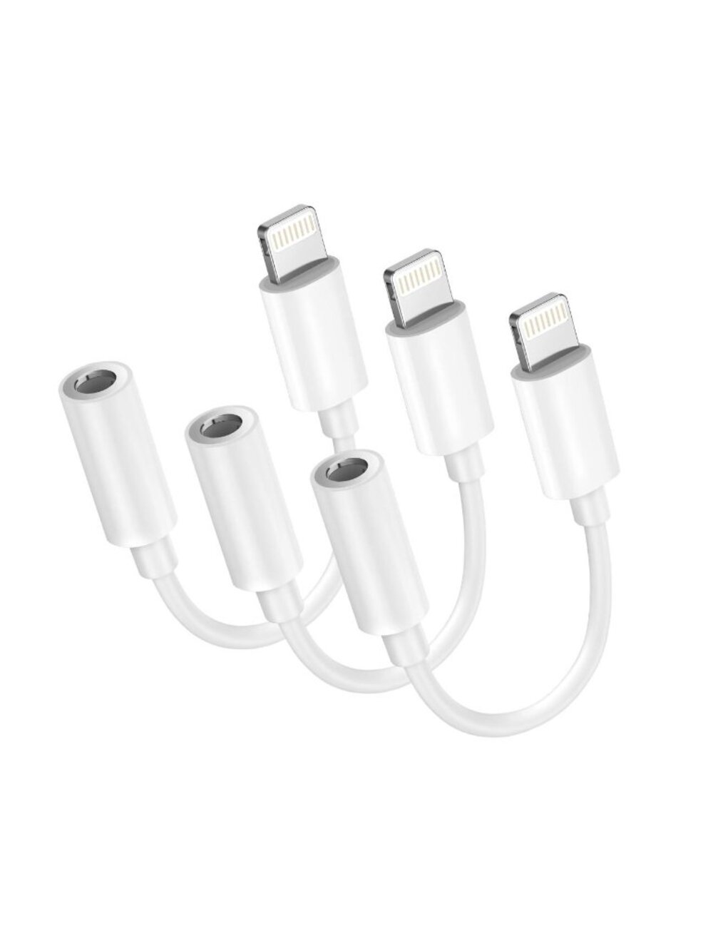Apple MFi Certified 3-Pack Lightning to 3.5mm Headphone Jack Adapter with DAC, H